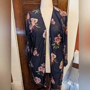 Sheer floral cardigan